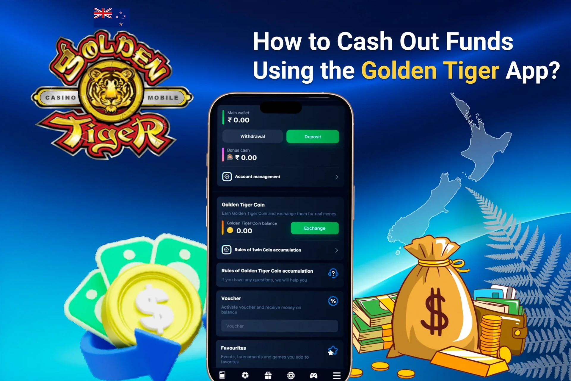 Registration process on the Golden Tiger mobile app with social login options