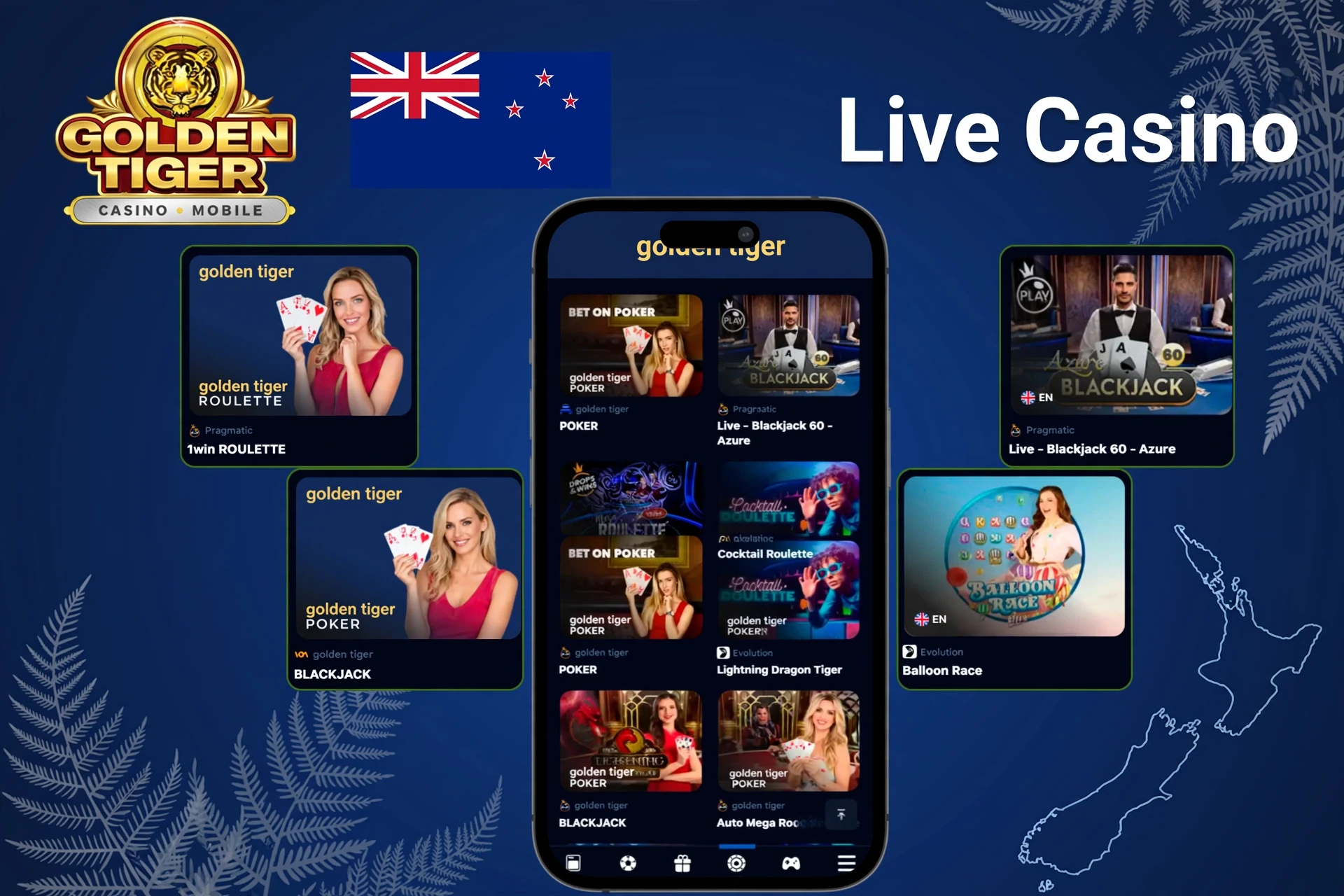 Live casino tables and dealers shown on mobile and desktop